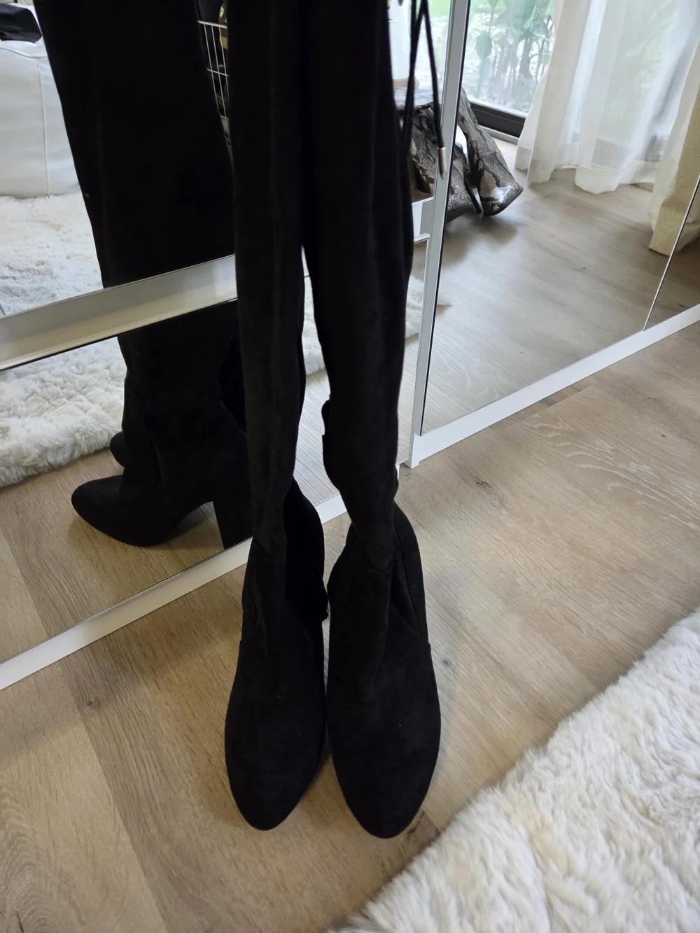 Dolce Vita Black Suede Over-the-Knee Block Heel Boots